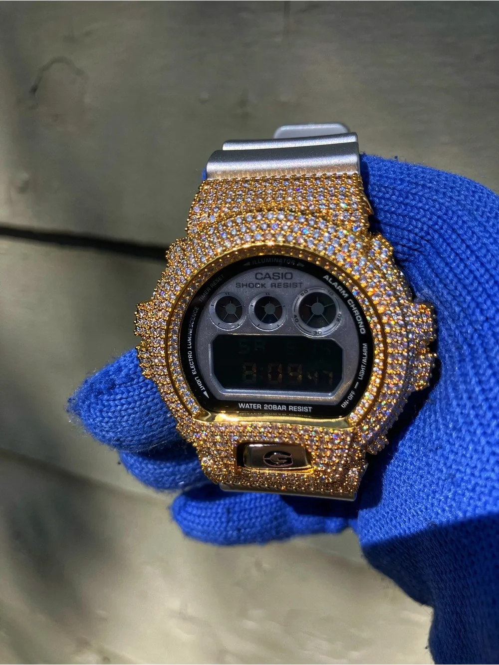 BUSSDOWN Moissanite Custom G Shock Gold and Silver Metallic Colorway